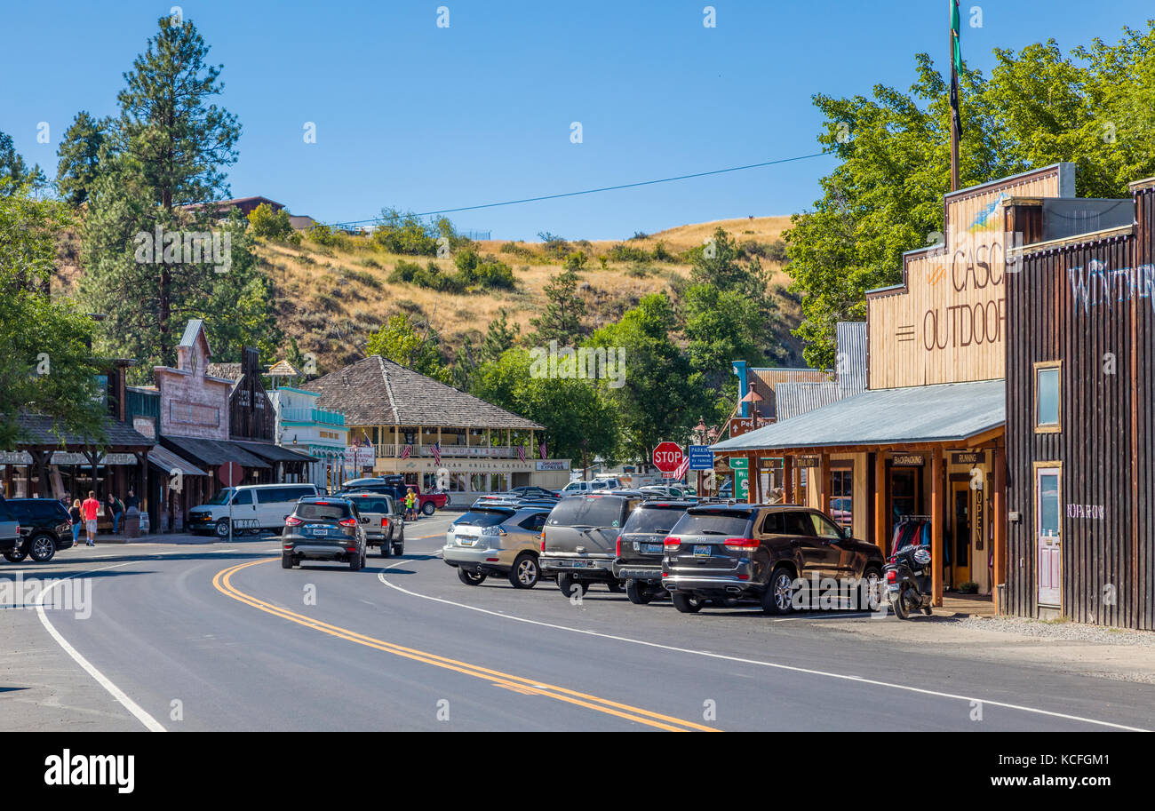 Old west style town of Winthrop in Okanogan County in Washington State