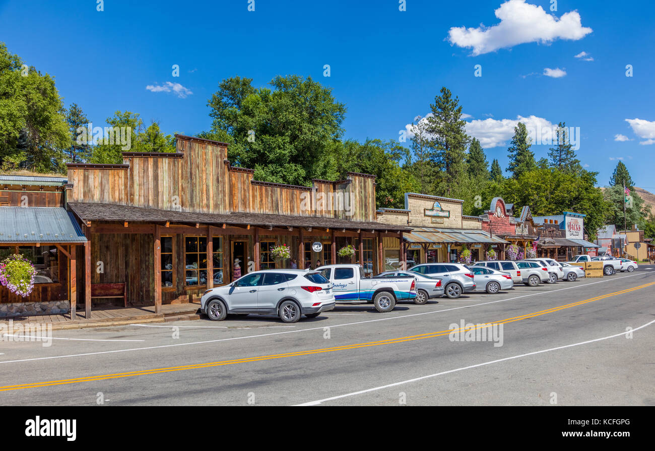 Old west style town of Winthrop in Okanogan County in Washington State