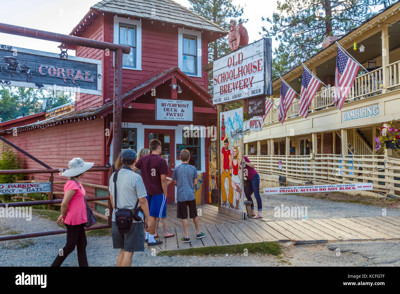 Old west style town of Winthrop in Okanogan County in Washington State in the United States. Stock Photo