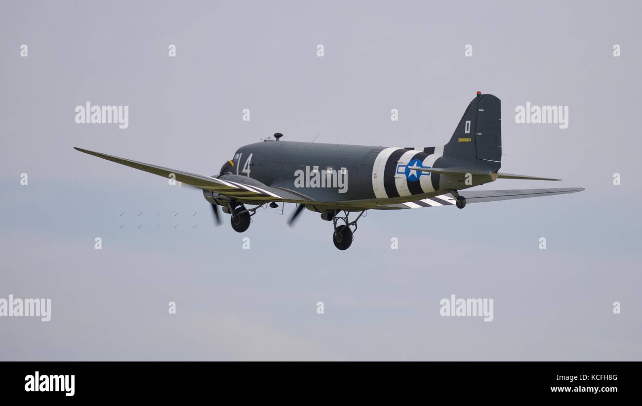 Douglas C-47A Skytrain 'G-DAKS ' this aircraft has appeared TV series Band of Brothers and Tom Hanks classic film Saving Private Ryan Stock Photo