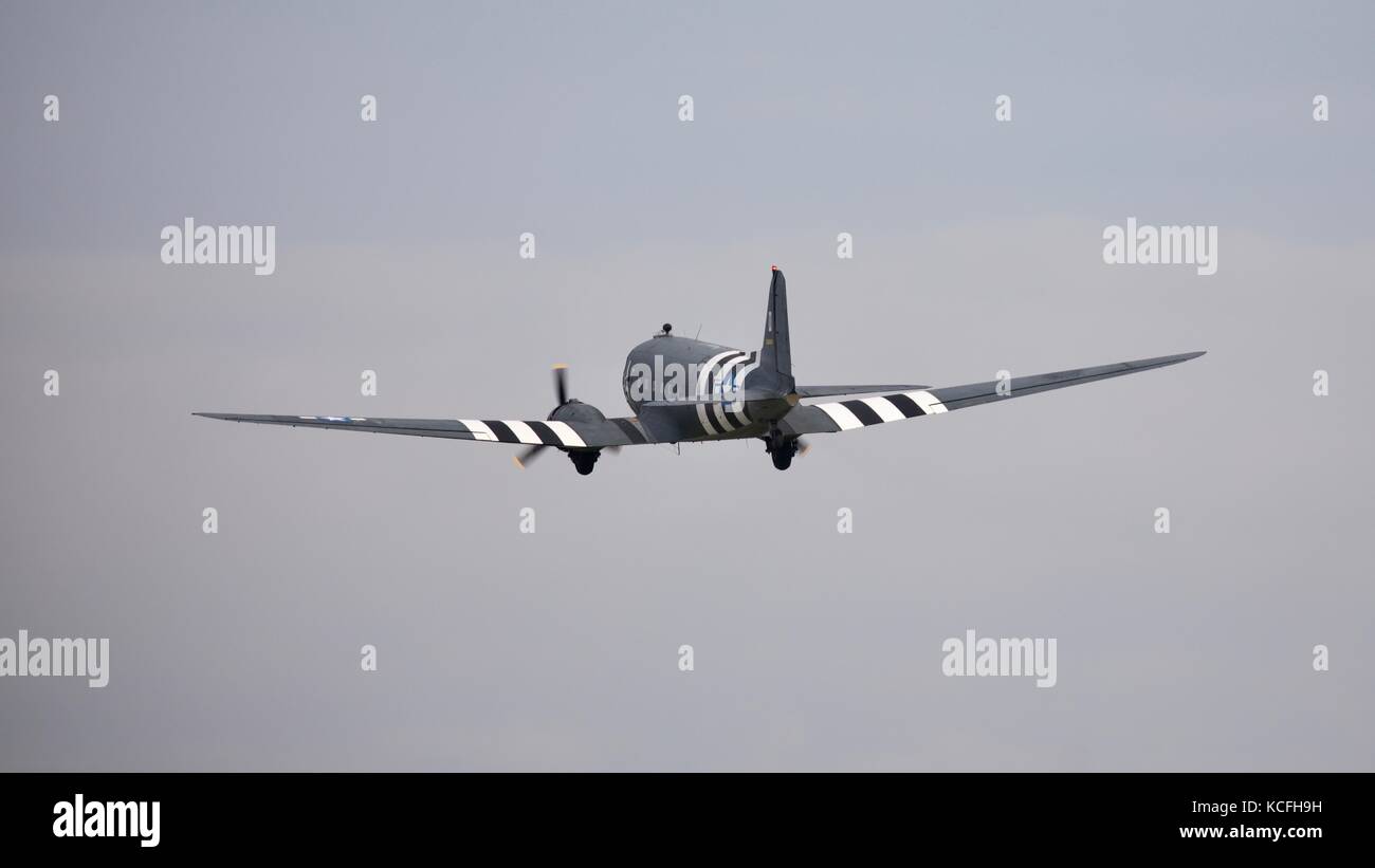Douglas C-47A Skytrain 'G-DAKS ' this aircraft has appeared TV series Band of Brothers and Tom Hanks classic film Saving Private Ryan Stock Photo