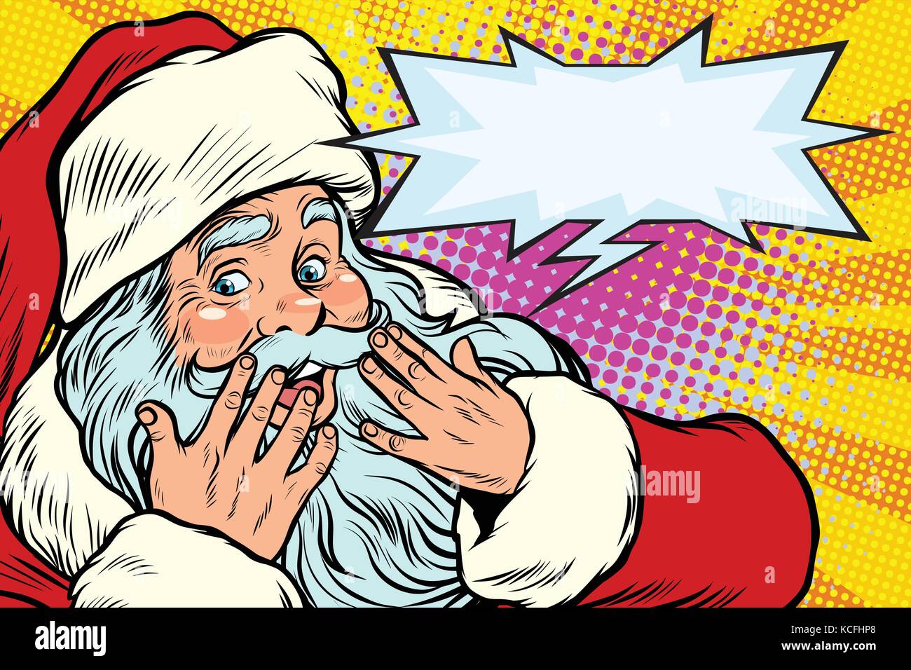 Surprised reaction. Santa Claus Christmas character Stock Vector