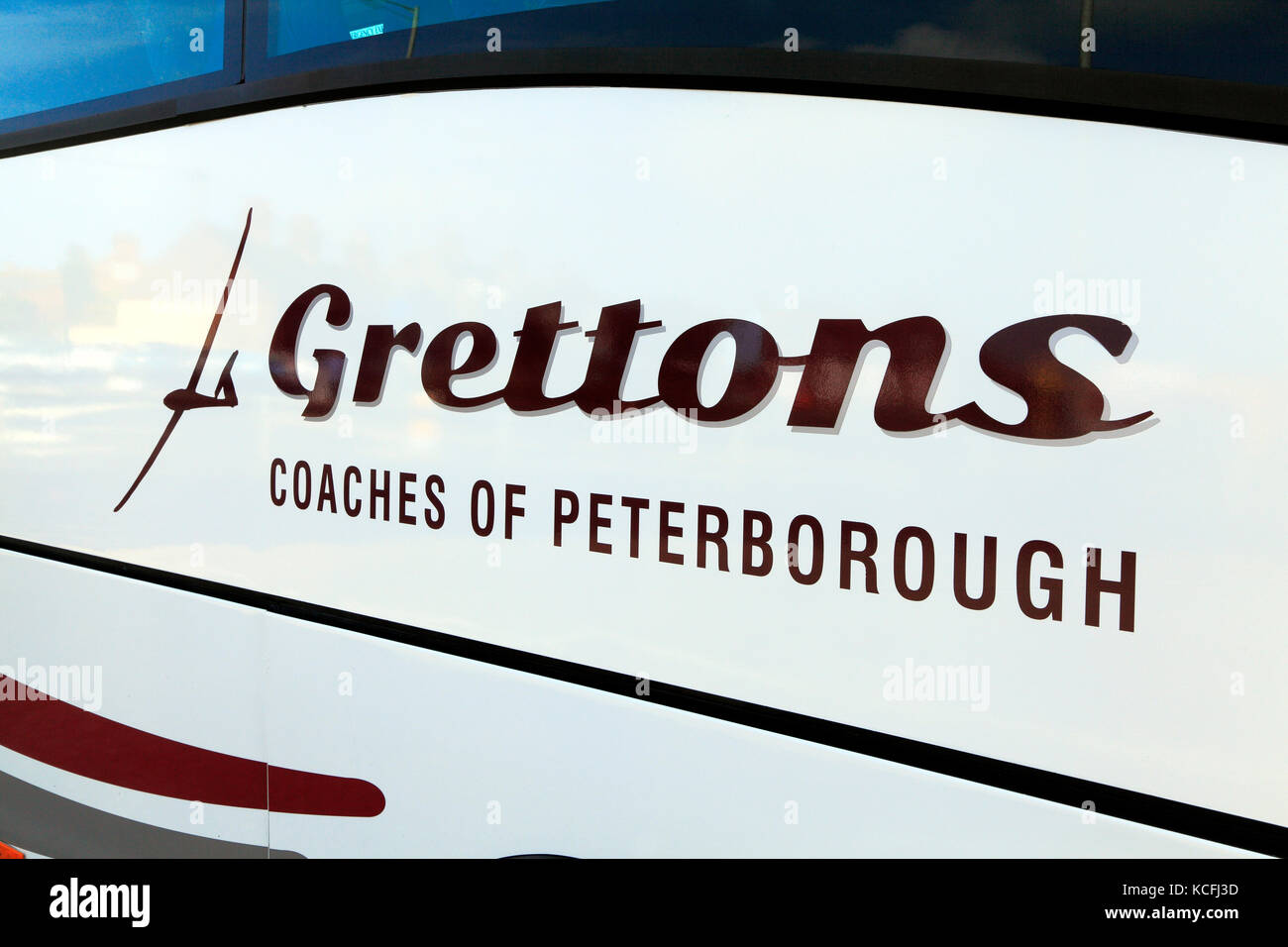 Grettons Coaches,  of Peterborough, coach, daytrips, trip, excursions, excursion, holidays, holiday, travel company, companies, transport, bus Stock Photo