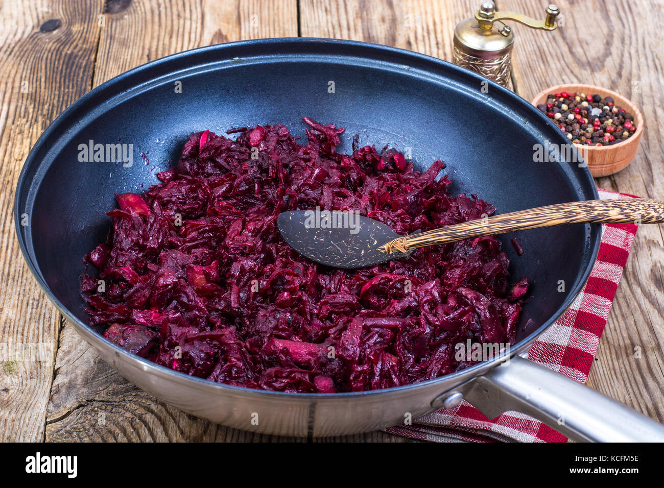 Stewed beets in frying pan Stock Photo Alamy