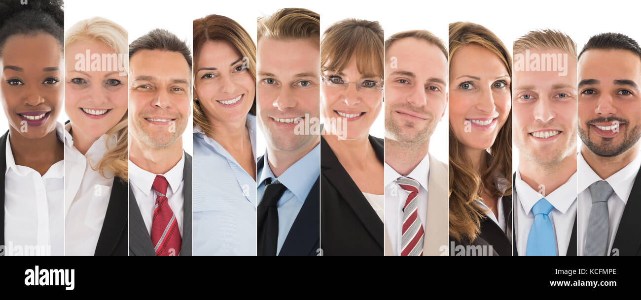 Set Of Happy Male And Female Businesspeople Stock Photo - Alamy