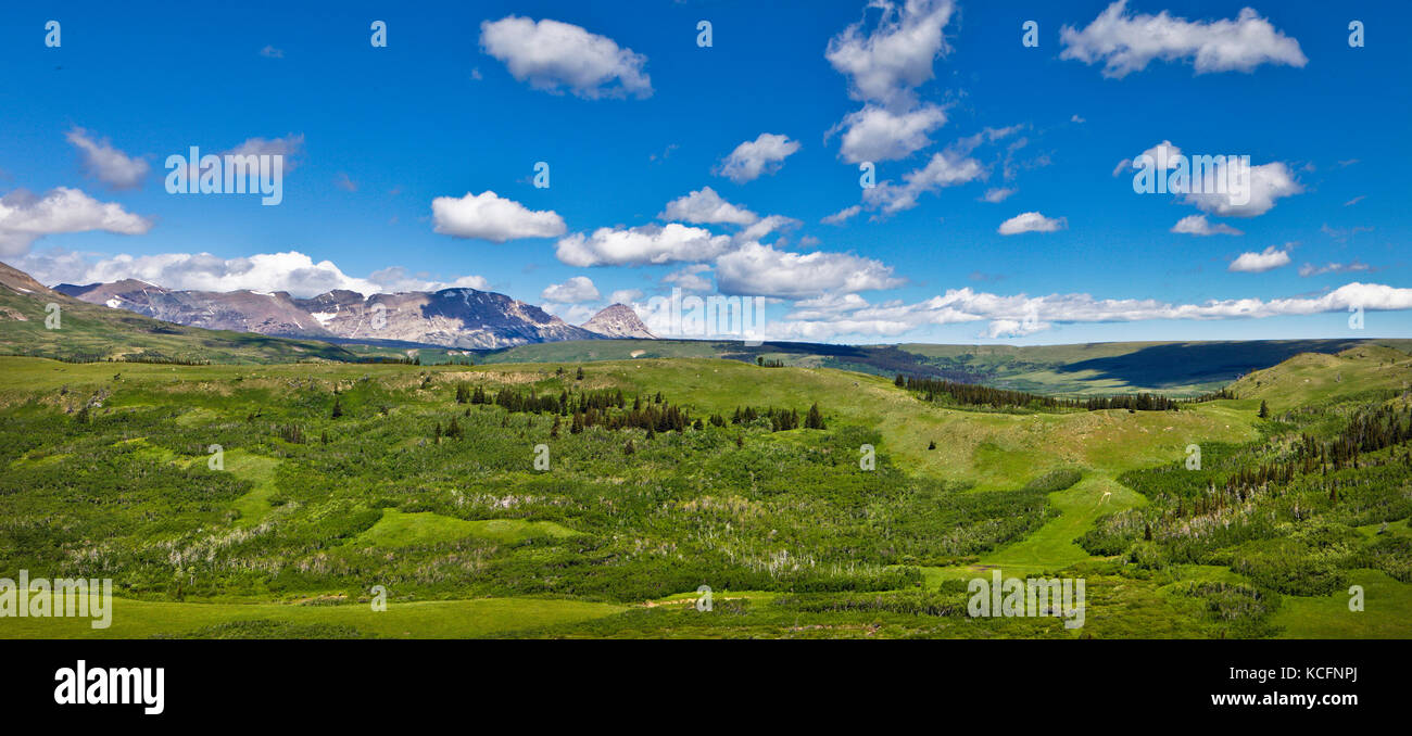 Prairie meets Rocky Mountains, Glacier National Park, Montana, USA Stock Photo