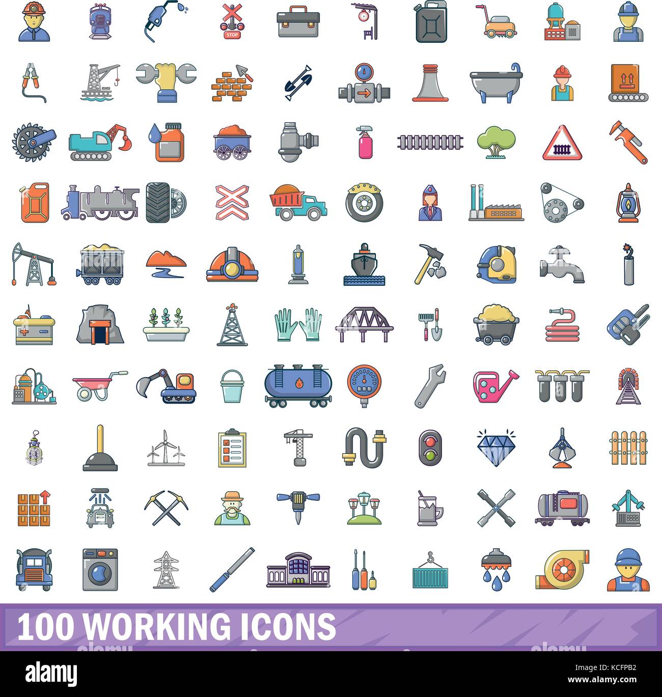 100 working icons set, cartoon style Stock Vector Image & Art - Alamy