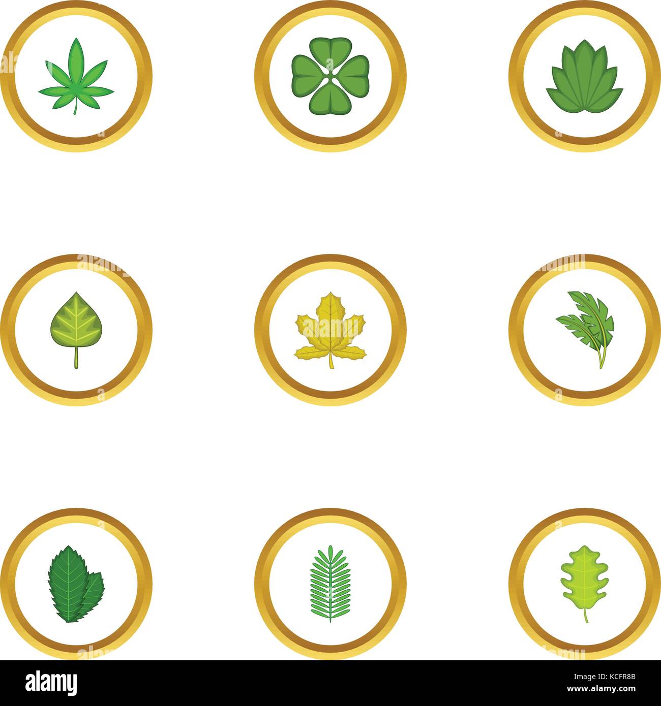 Green leaf icons set, cartoon style Stock Vector Image & Art - Alamy