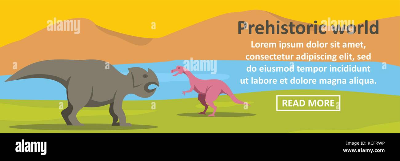 Prehistoric dino world banner horizontal concept Stock Vector Image ...
