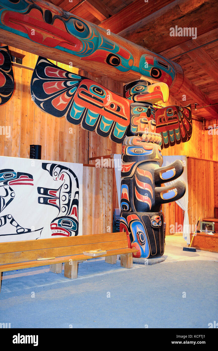 Kitasoo Big House taken at Klemtu, Prince Royal Island, Great Bear Rainforest, BC Canada Stock Photo