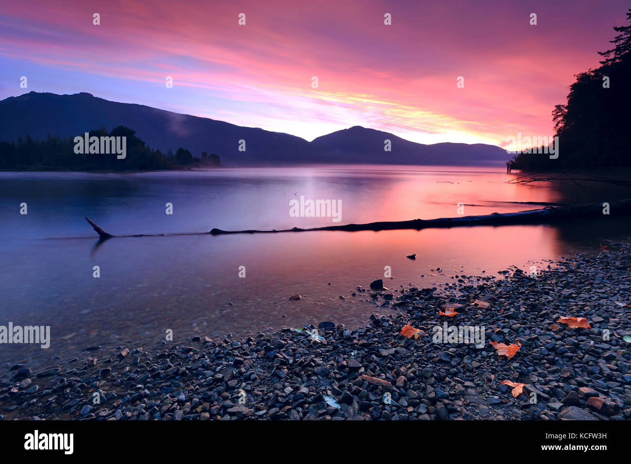 Lake Cowichan sunrise Vancouver Island, BC, Canada Stock Photo