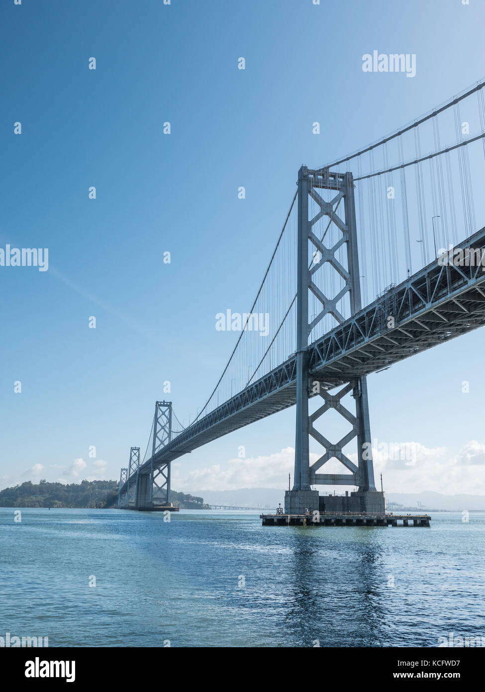 San Francisco April 20, 2017: Photograph taken of the double-deck San Francisco - Oakland Bay Bridge on April 20th, 2017. Stock Photo