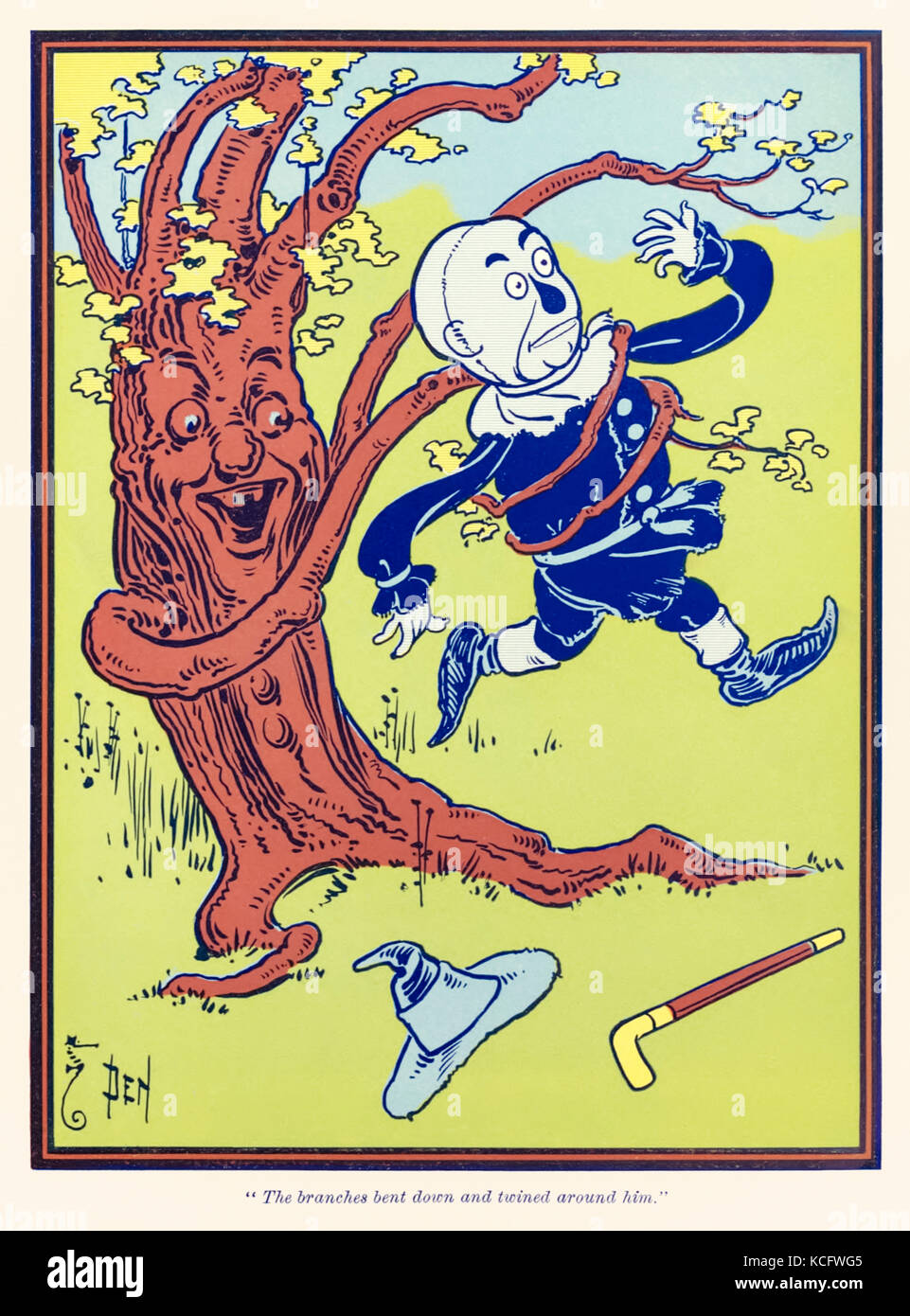 “The branches bent down and twined around him.” from ‘The Wonderful Wizard of Oz’ by L. Frank Baum (1856-1919) with pictures by W. W. Denslow (1856-1915). See more information below. Stock Photo