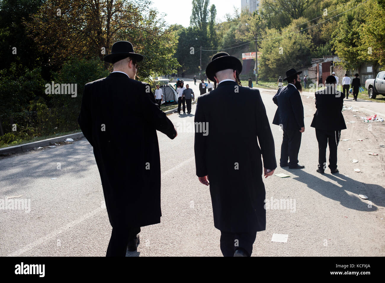 Jewish New Year in Uman, Ukraine. Every year, thousands of Orthodox Bratslav Hasidic Jews from different countries gather in Uman to mark Rosh Hashanah, the Jewish New Year, near the tomb of Rabbi Nachman, a great grandson of the founder of Hasidism. Stock Photo