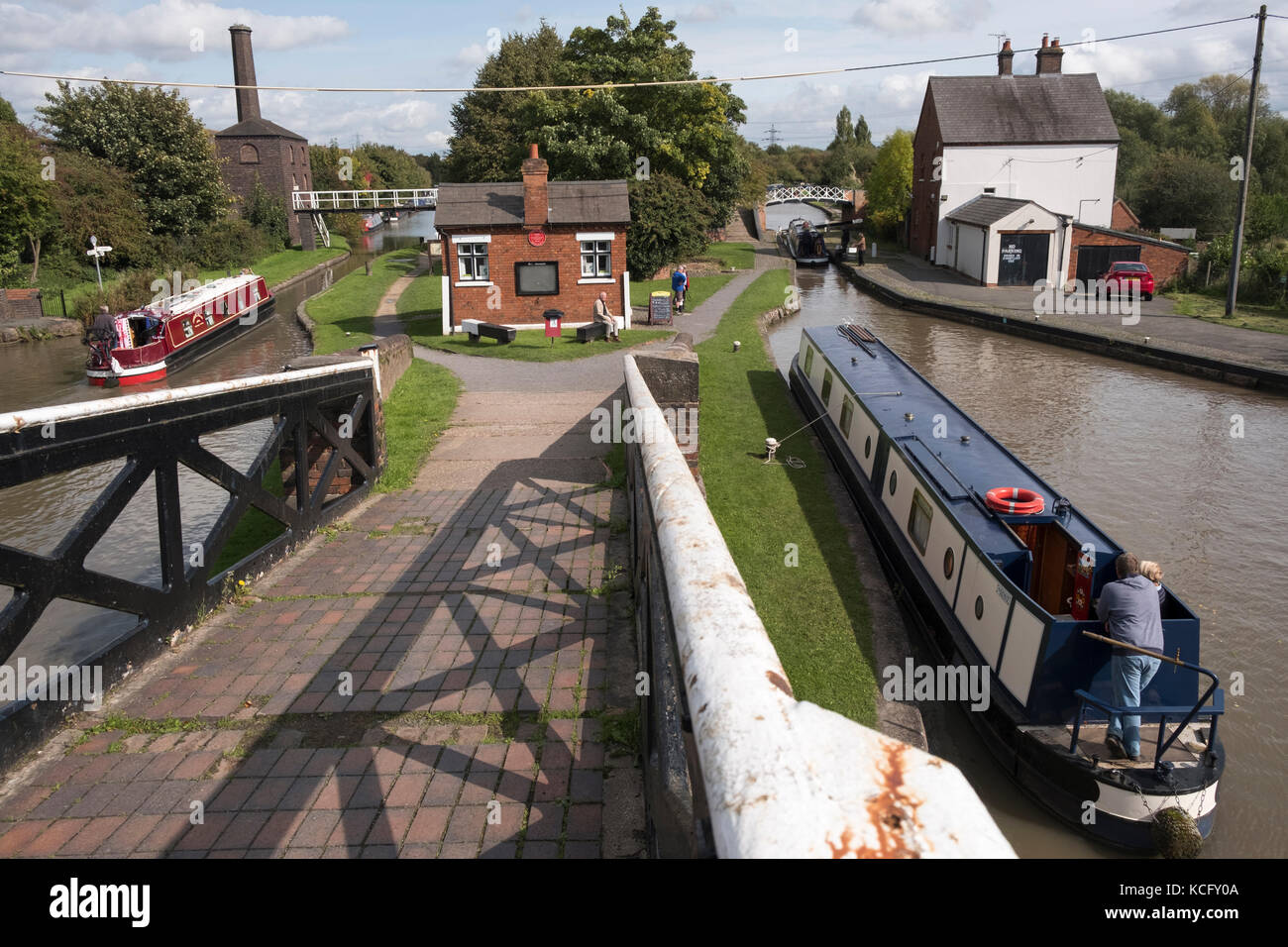 Hawksbury Junction or Sutton Stop where the Oxford canal and the Coventry Canal meet. Stock Photo