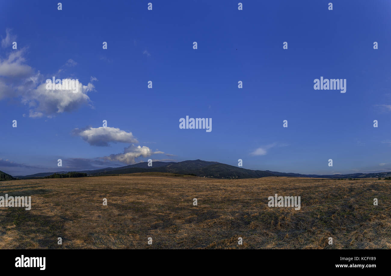 Landscape with mountain view and blue sky Stock Photo