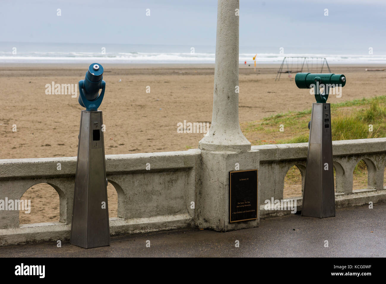 A beach view from the Seaside Promenade. Stock Photo