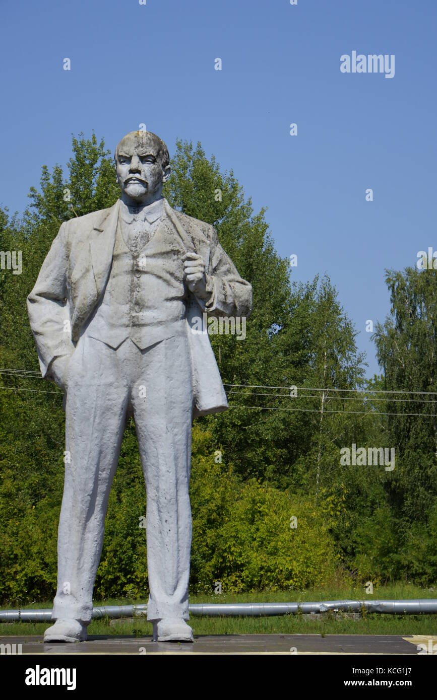 Last Lenin statue in Ukraine, in the Chernobyl Exclusion Zone, near Kiev. Stock Photo