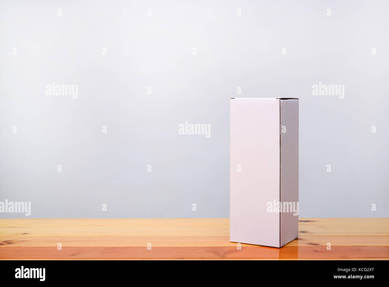 Empty Package white cardboard box mock up for long items on bright ...
