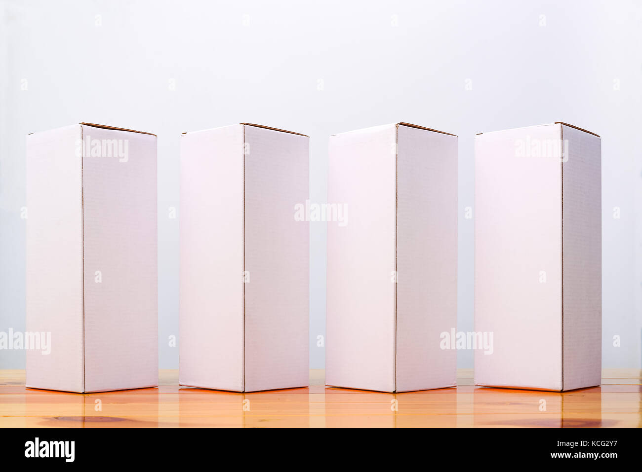 Empty Four Package White Cardboard Box Mock Up For Long