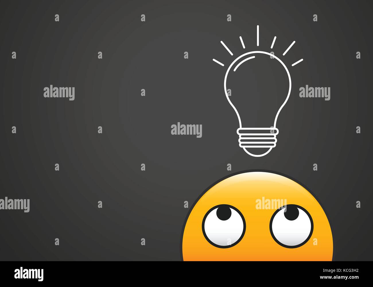 Creative Idea. Light bulb above head concept. Vector illustration with emoticon face. Stock Vector