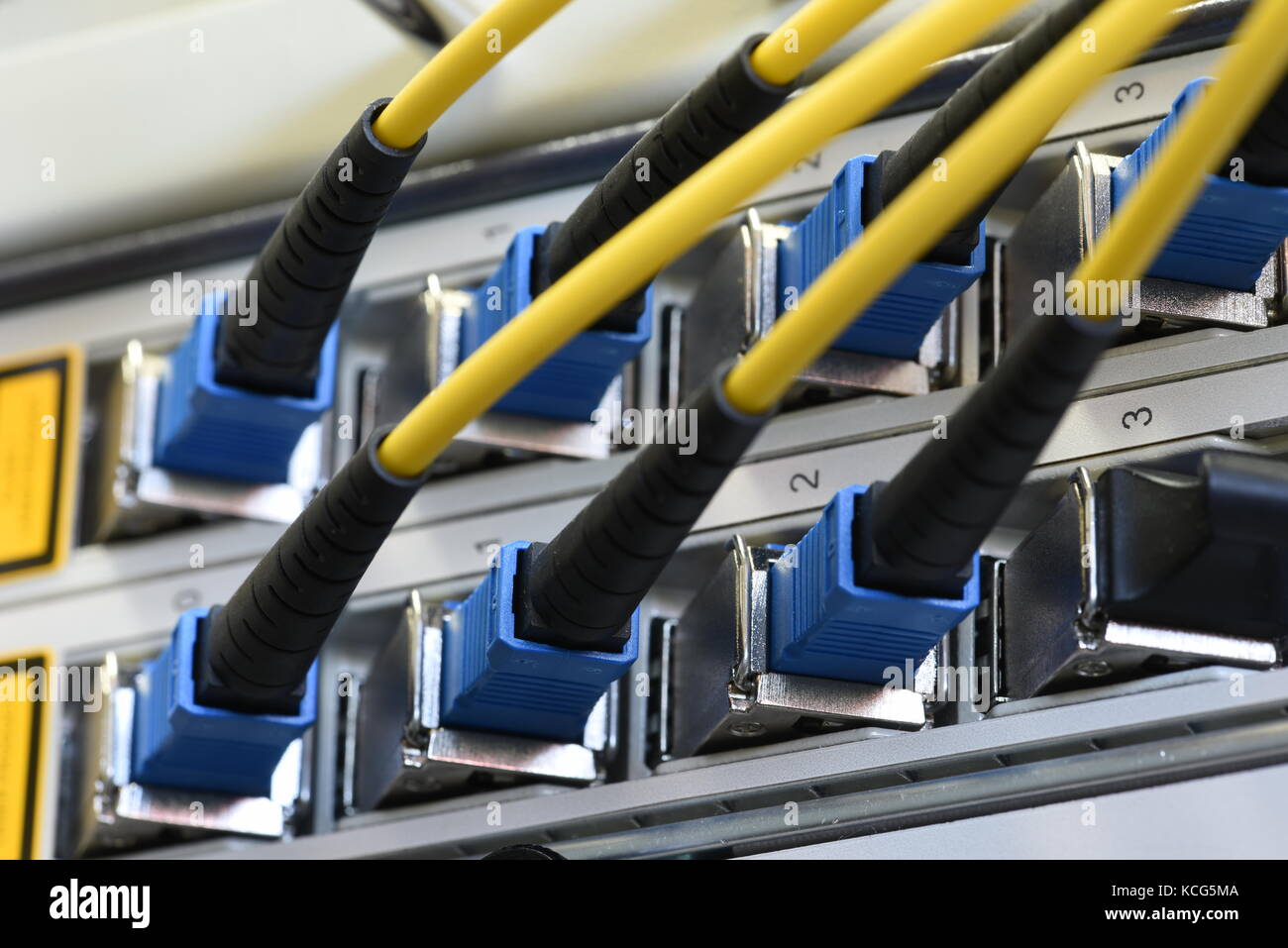 Switch with fiber optical network cables patch cords Stock Photo Alamy