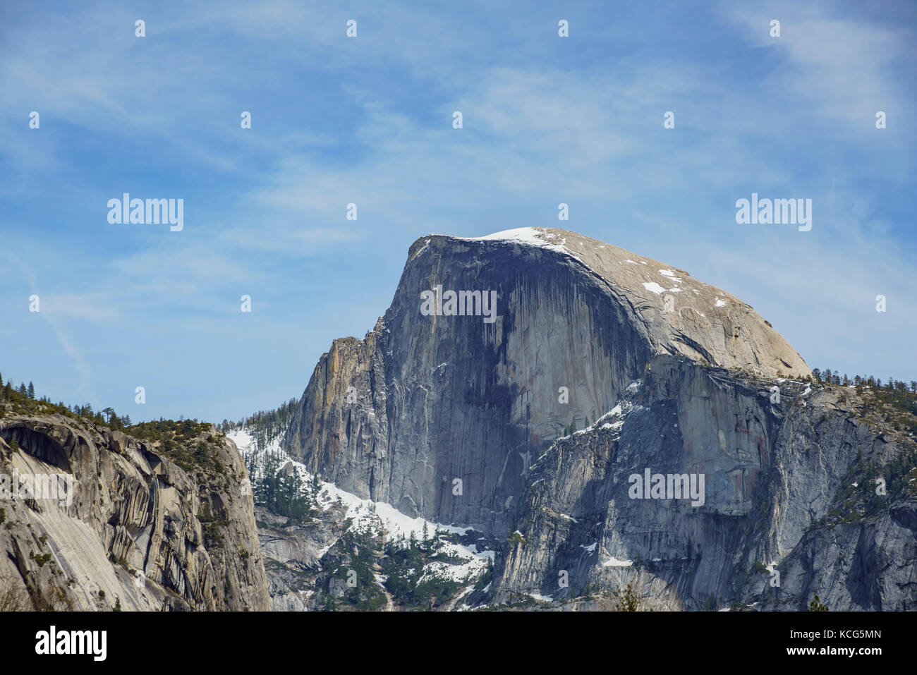 Afternoon view of the Yosemite nature scene - Half Dome at Yosemite National Park, California, United States Stock Photo