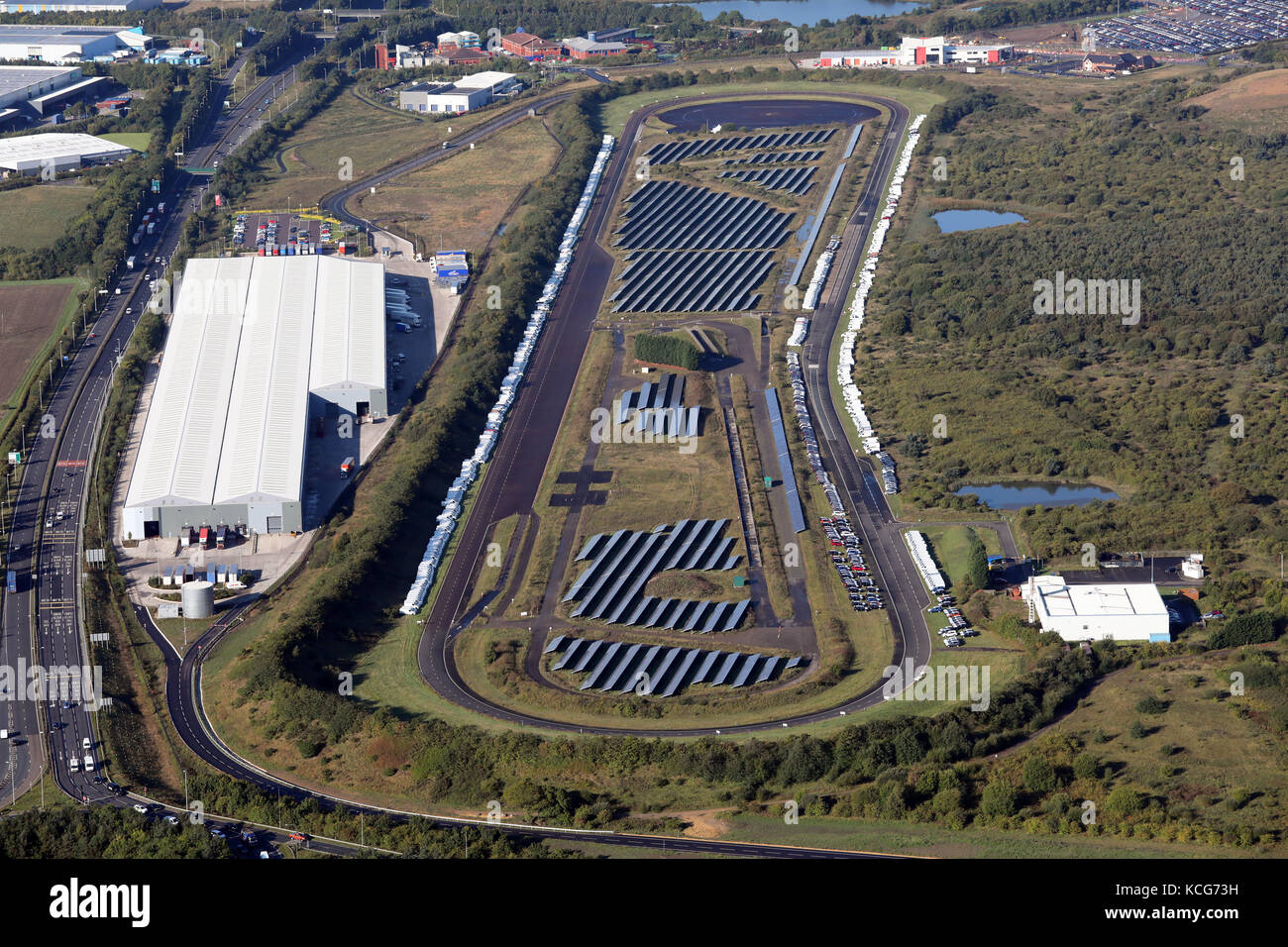 aerial view of the test track at Nissan Motor Manufacturing (UK) Ltd, Sunderland, UK Stock Photo