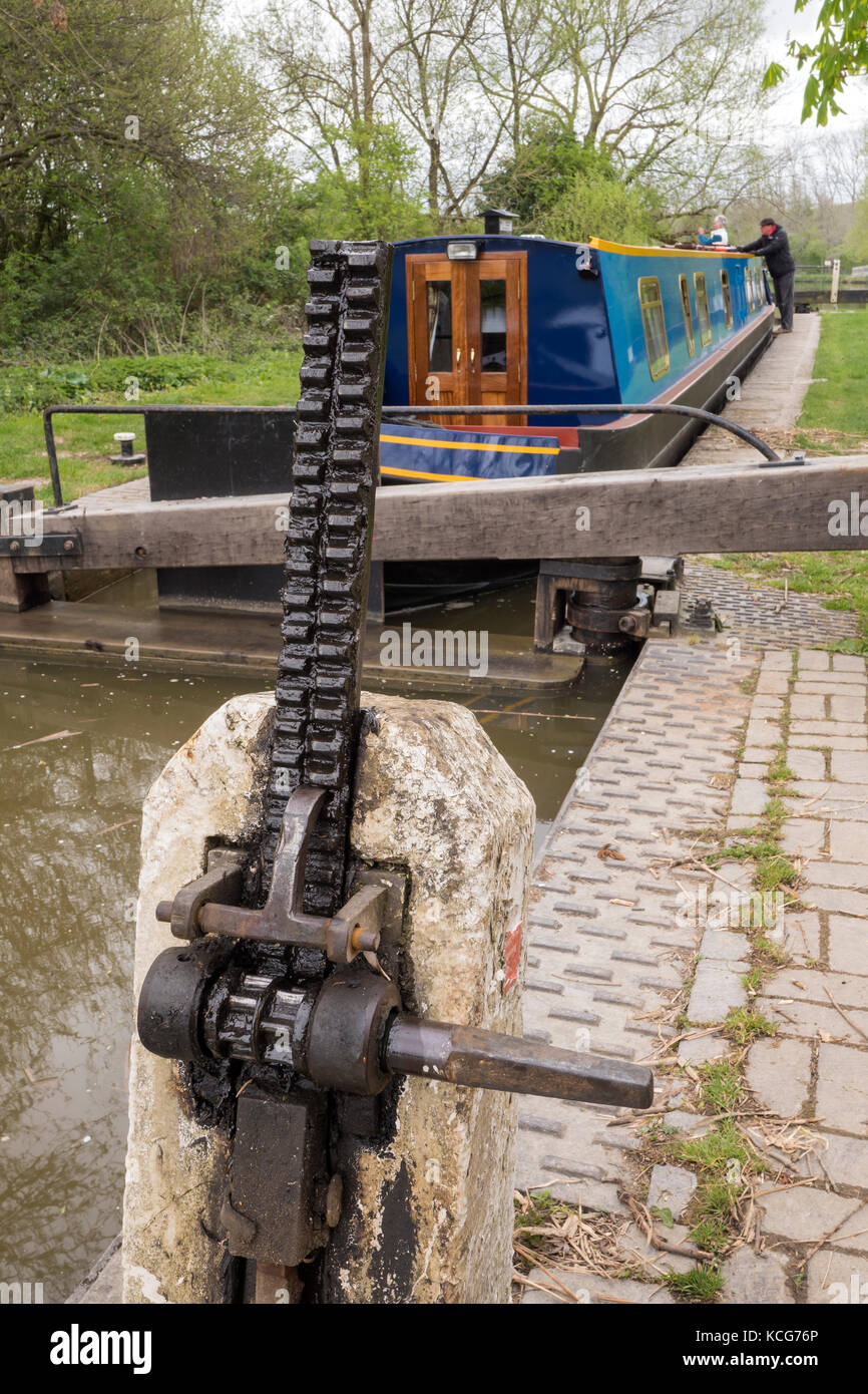 Lock key handle windlass canal boating Oxford Canal Oxfordshire England Stock Photo