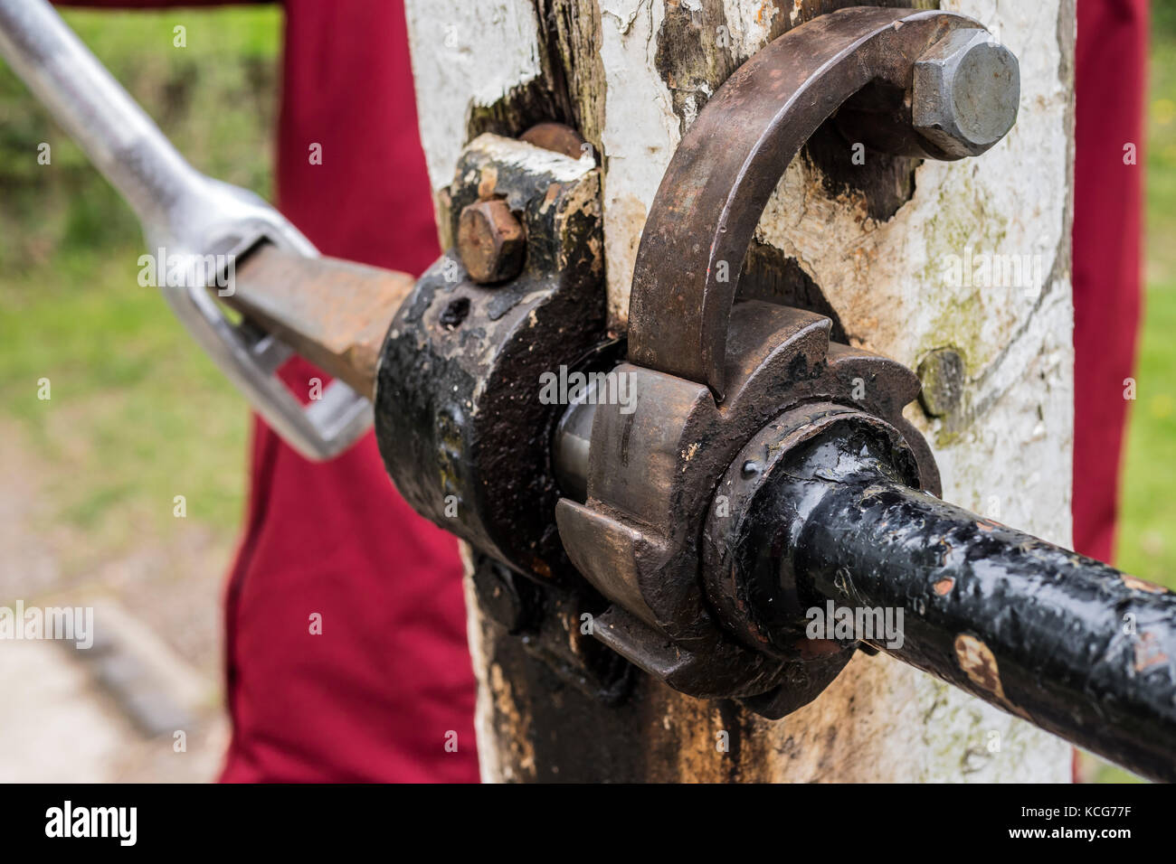 Lock key handle windlass canal boating Oxford Canal Oxfordshire England Stock Photo