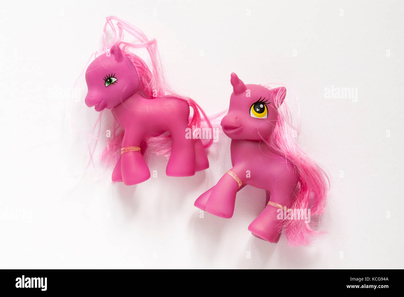 Two pink My little pony toys isolated on white background Stock Photo -  Alamy