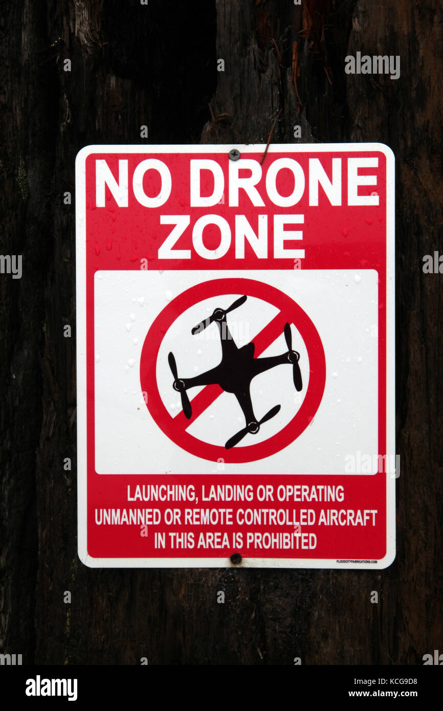 a no drone zone sign in the USA Stock Photo