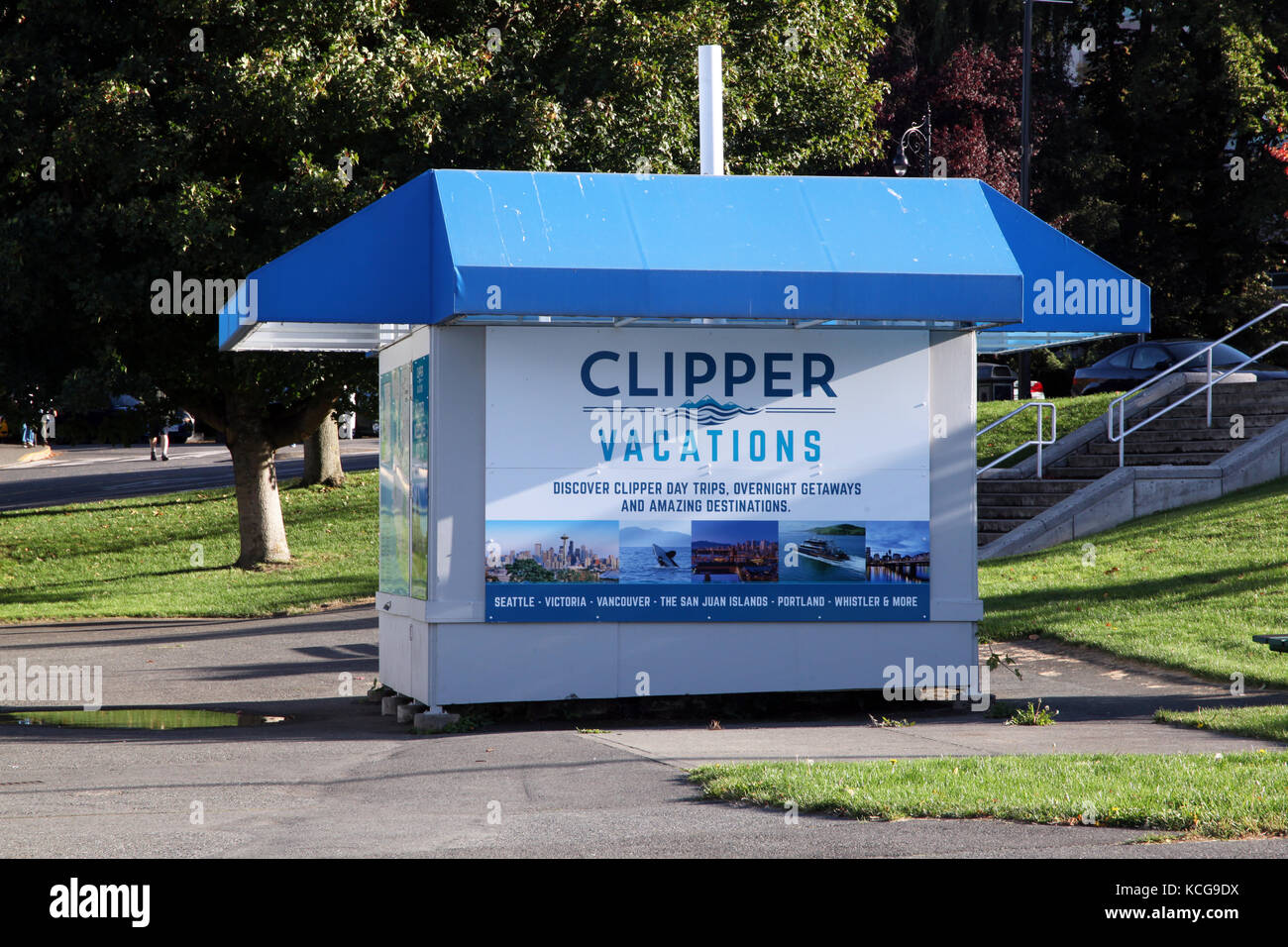 Clipper Vacations booth or kiosk in Victoria BC, Canada Stock Photo