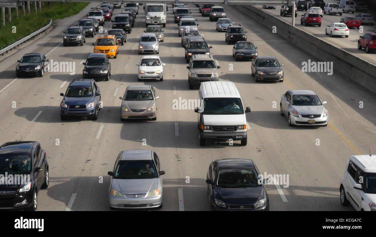 Highway Traffic Jam Stock Photo