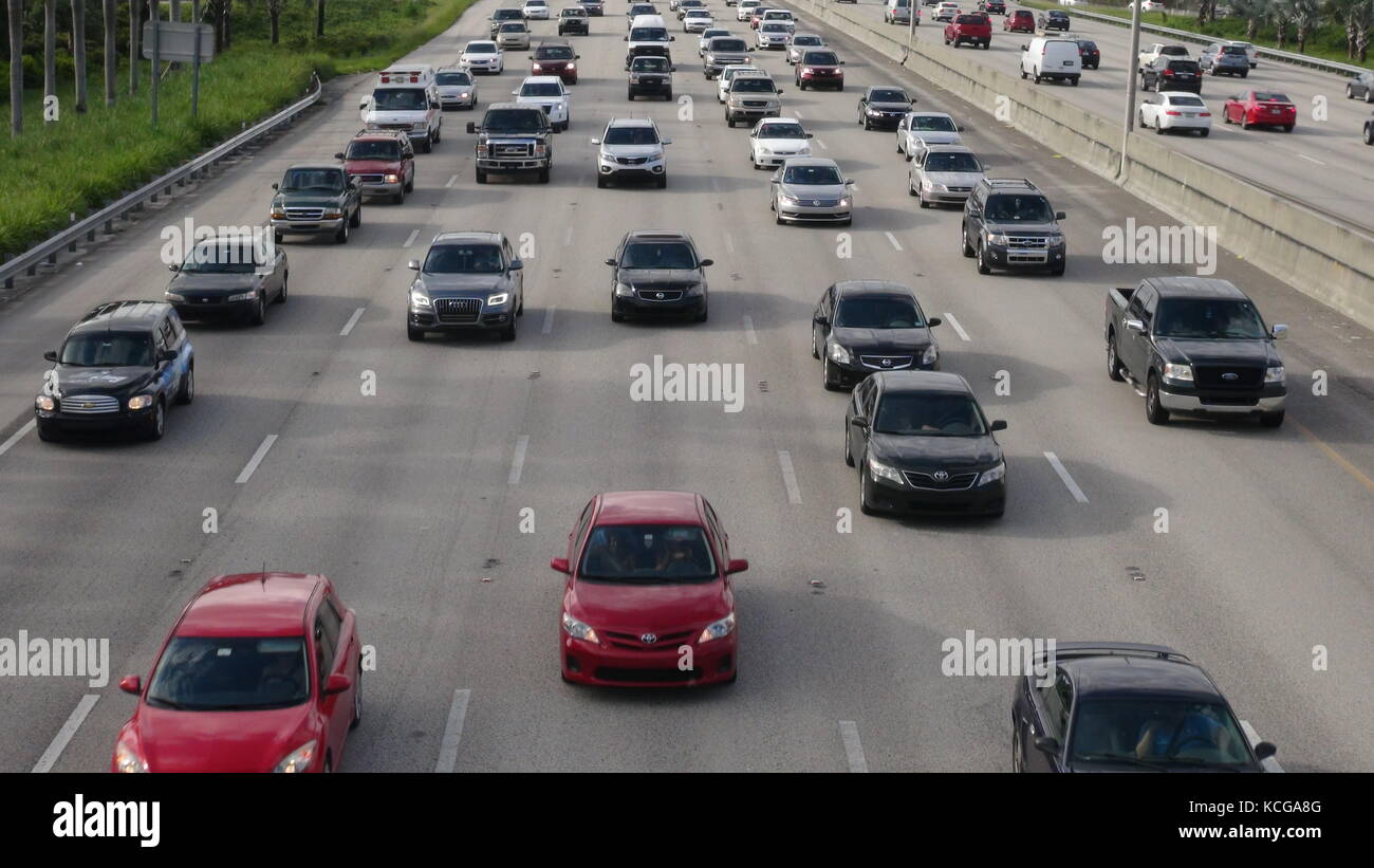Traffic On Interstate Highway Stock Photo