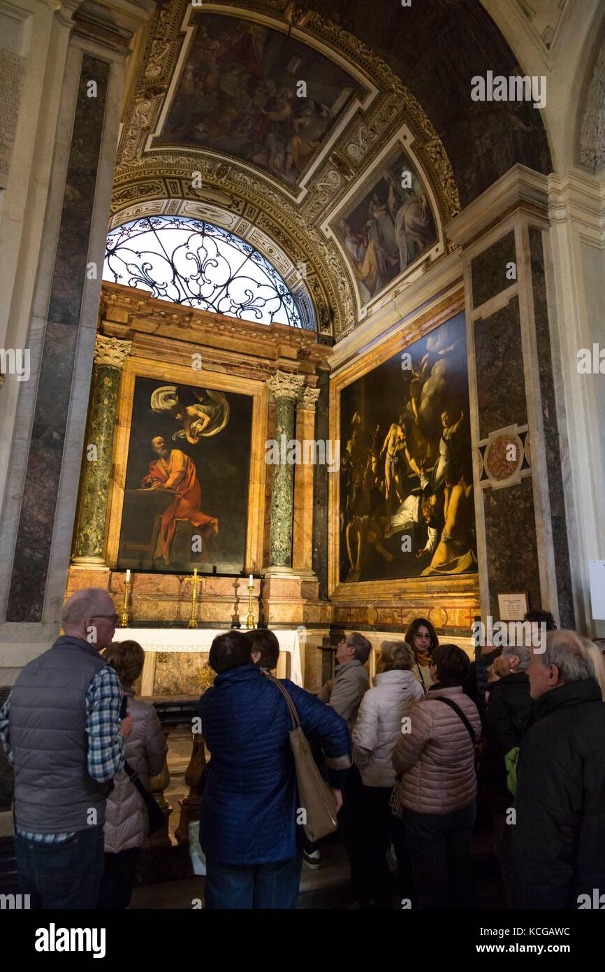 Caravaggio paintings Saint Matthew and the Angel and The Martyrdom of Saint Matthew at Chiesa di Caravaggio paintings Saint Matthew and the Angel and The Martyrdom of Saint Matthew at Chiesa di