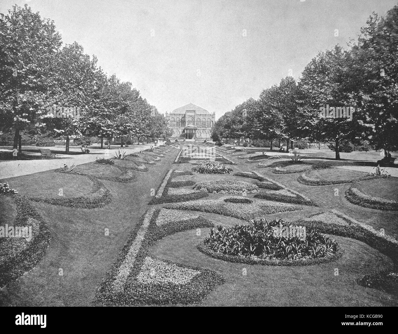 United States of America, State of Pennsylvania, the sunken garden in Fairmounth Park of Philadelphia , digital improved reproduction of a historical photo from the (estimated) year 1899 Stock Photo
