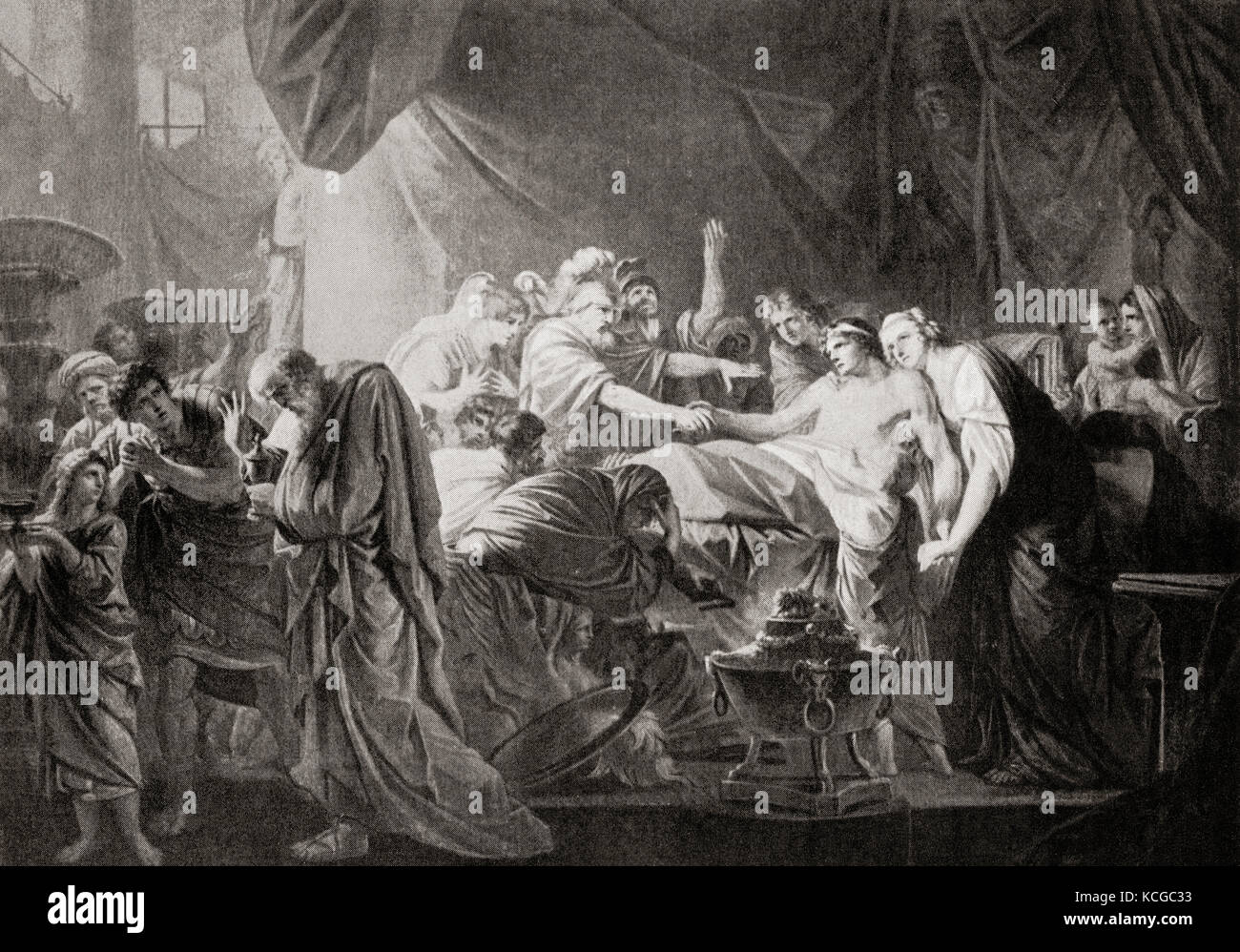 The death of Germanicus Caesar.  Germanicus Julius Caesar, 15 BC –  AD 19.  Heir-designate of the Roman Empire under Tiberius.  From Hutchinson's History of the Nations, published 1915. Stock Photo