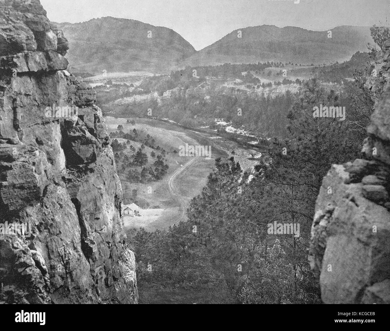 United States of America, View from the Sioux Pass into the Echo Canon, Hot Springs, Dakota, digital improved reproduction of a historical photo from the (estimated) year 1899 Stock Photo