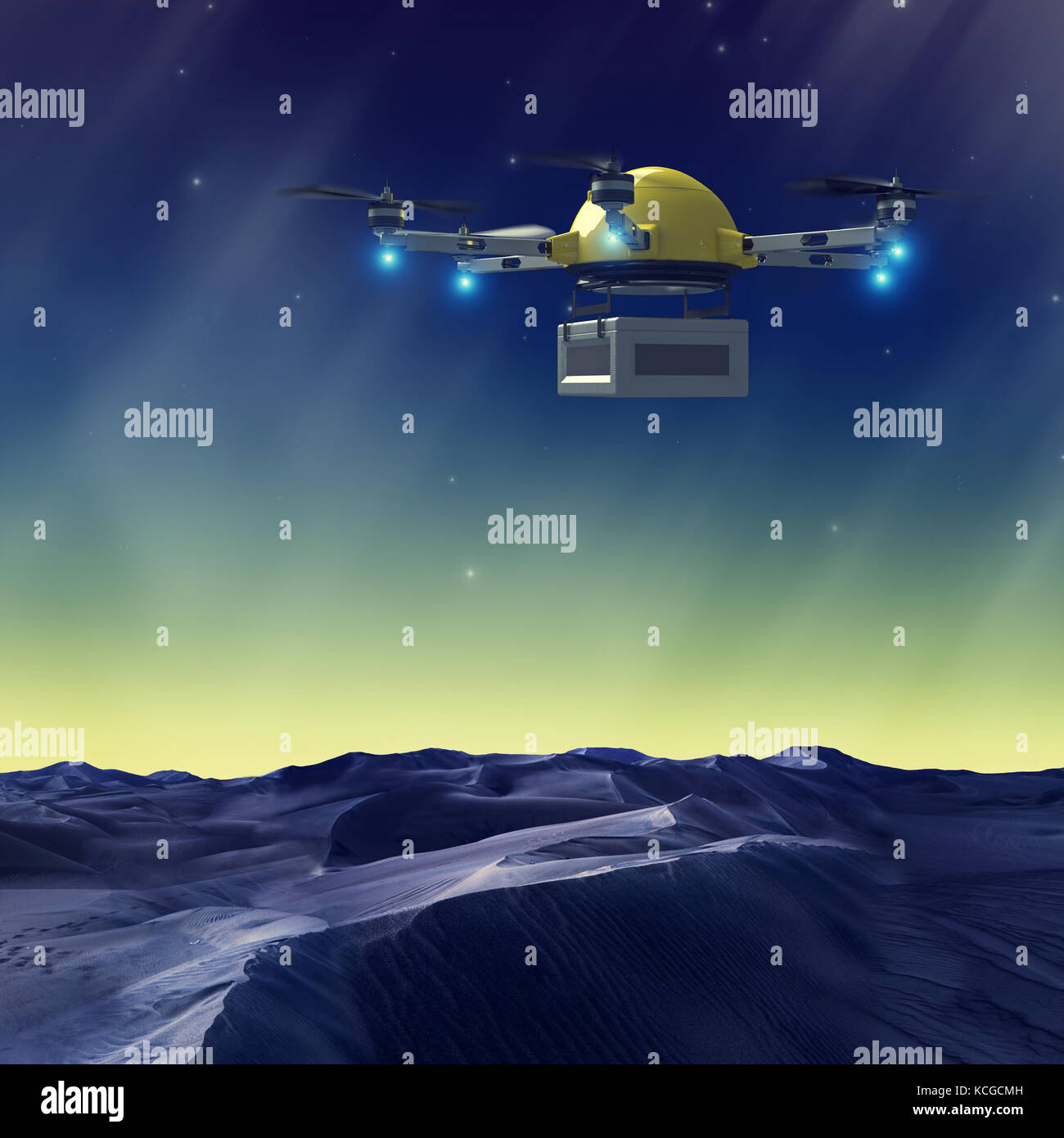 drone in a desert 3d rendering image Stock Photo - Alamy