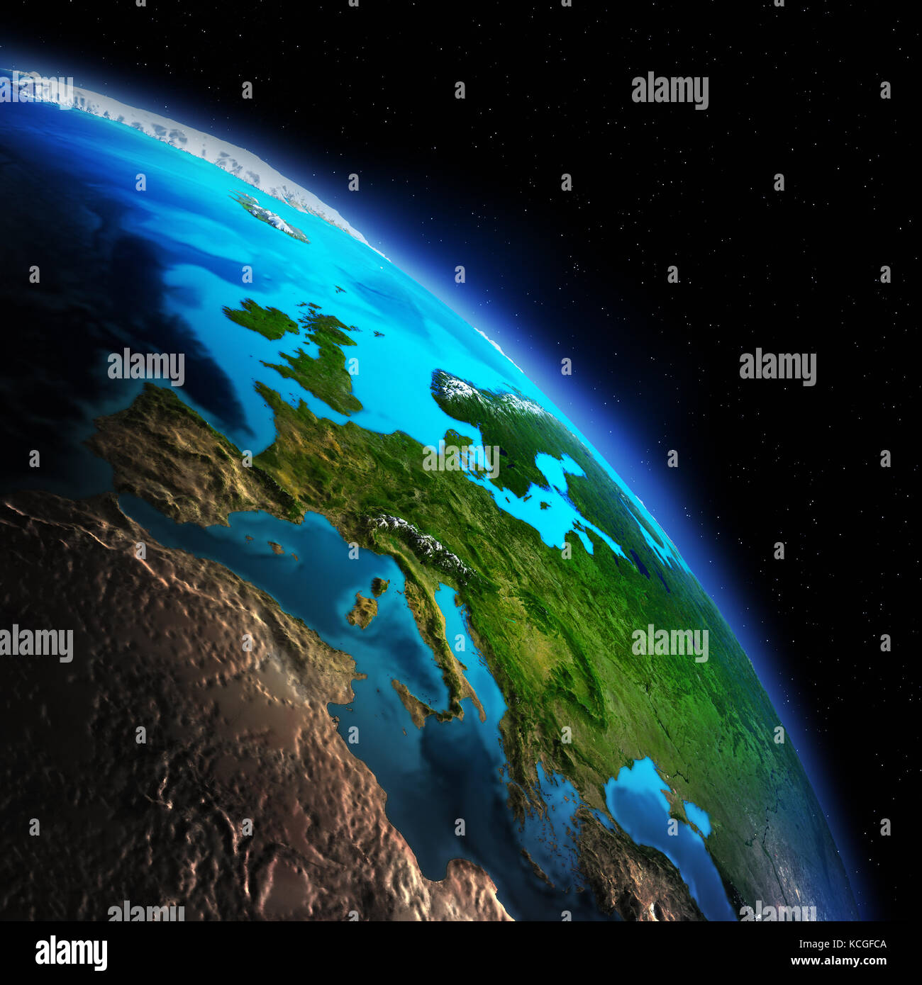 Earth from space 3d rendering Stock Photo