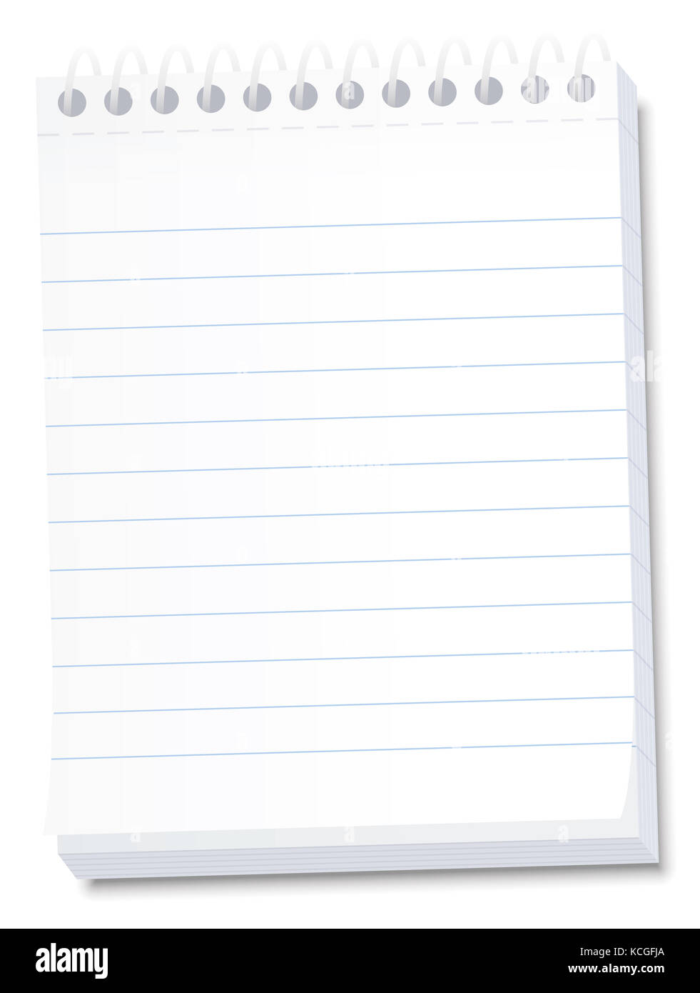 Notepad for memos, messages, notes, lists, dates, deadlines, reminders - lined blank high size tear off paper notebook with spiral binding. Stock Photo