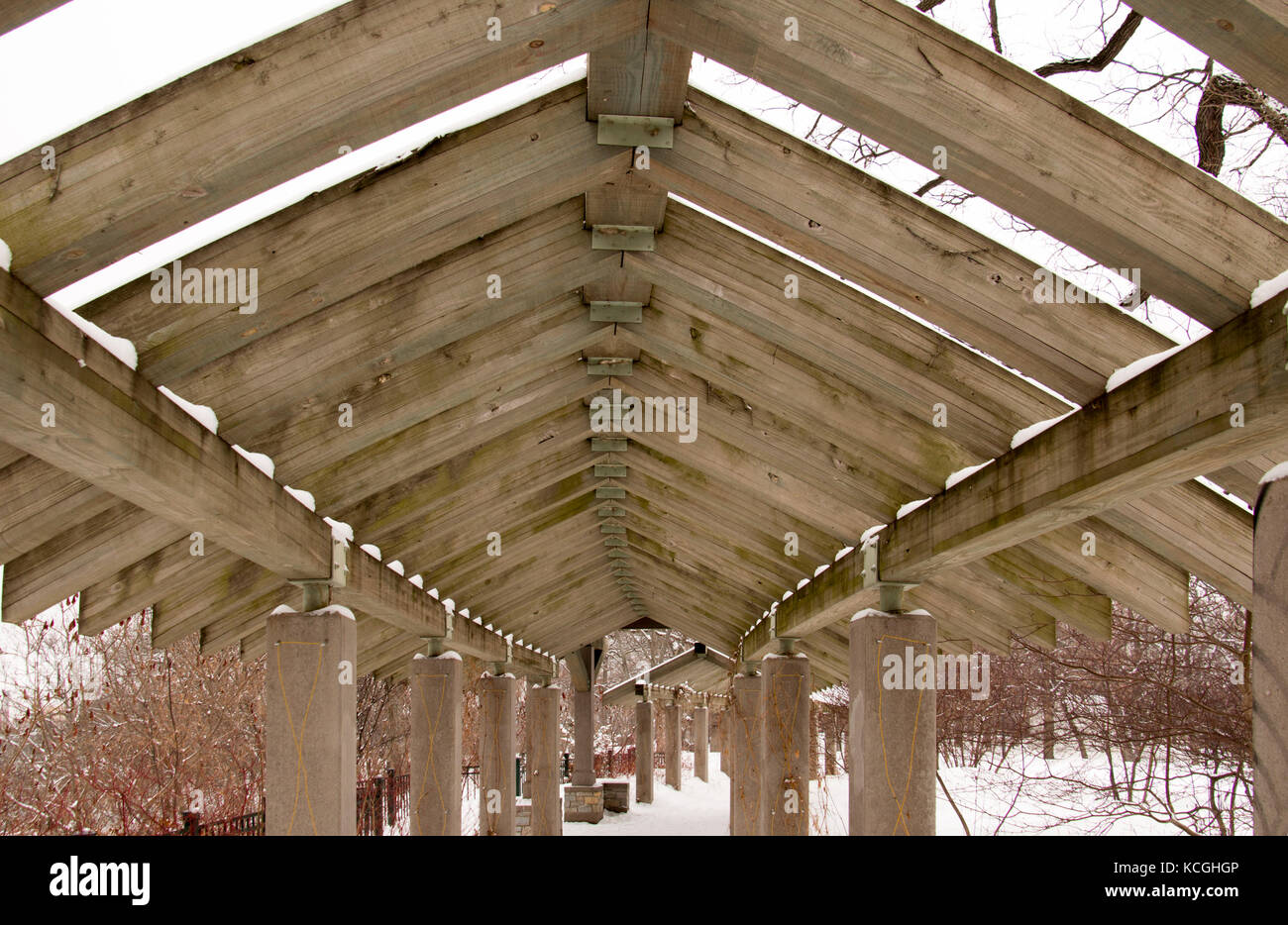 A structure built over a walkway in Minneapolis, Minnesota Stock Photo ...