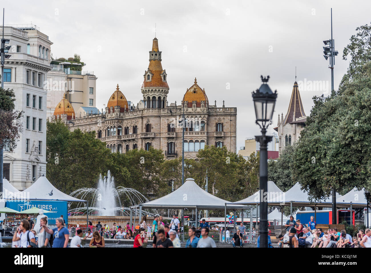 Plaça de Catalunya, Barcelona, Catalonia, Spain Stock Photo