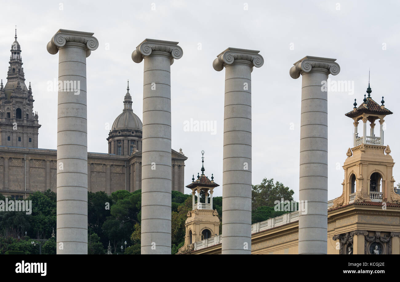 Puig i Cadafalch architecture around Palau Nacional, Barcelona