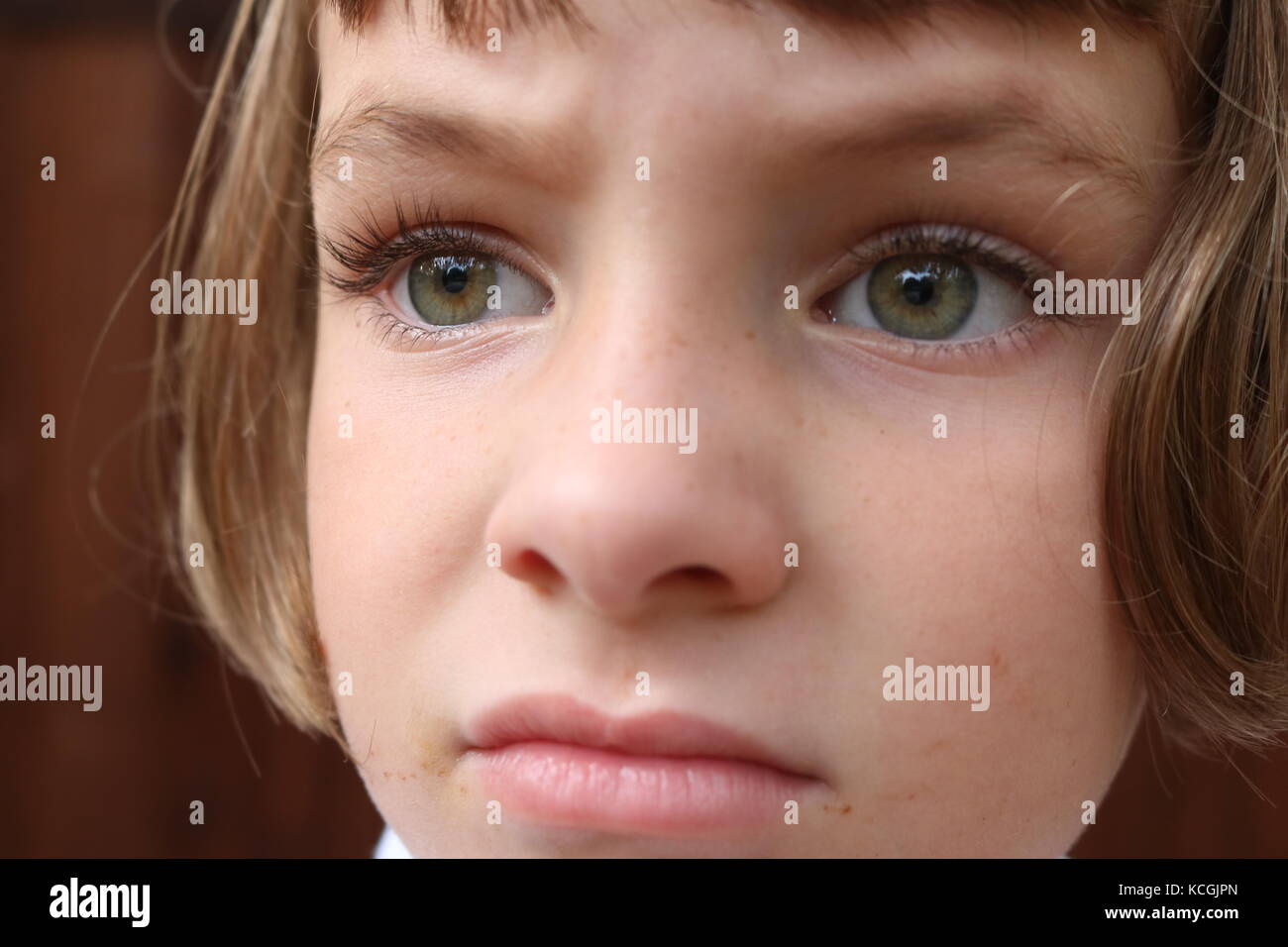 Close up portrait of a frustrated young girl Stock Photo