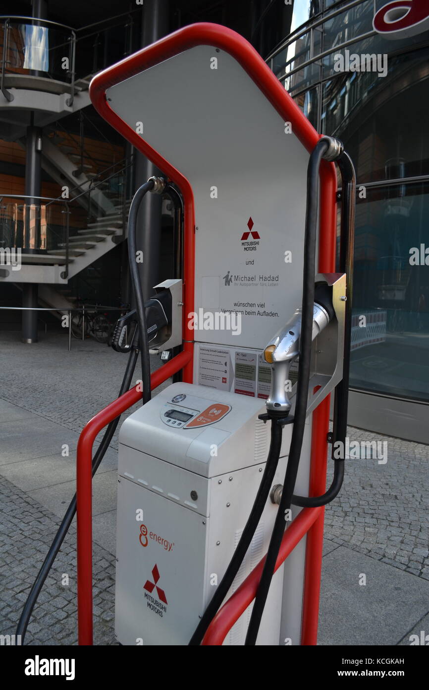 Electric car charger in Berlin. Green City Berlin Stock Photo