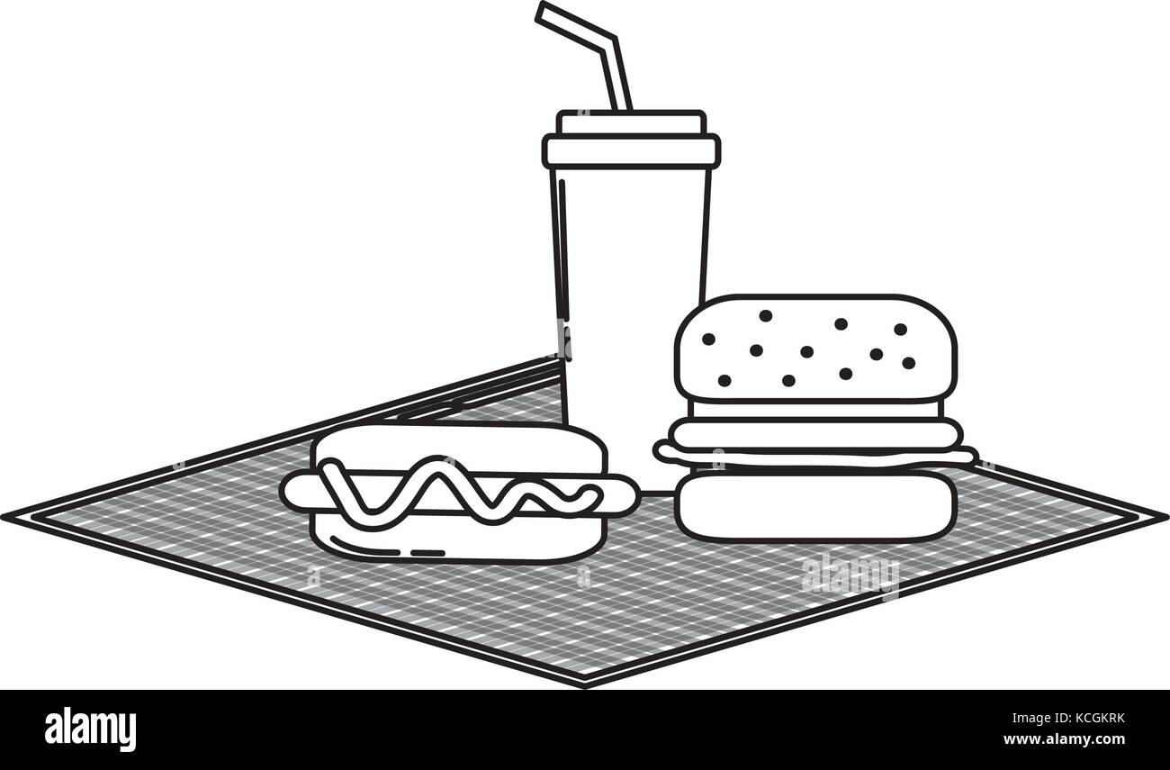 hot dog and hamburger icon over white background vector illustration