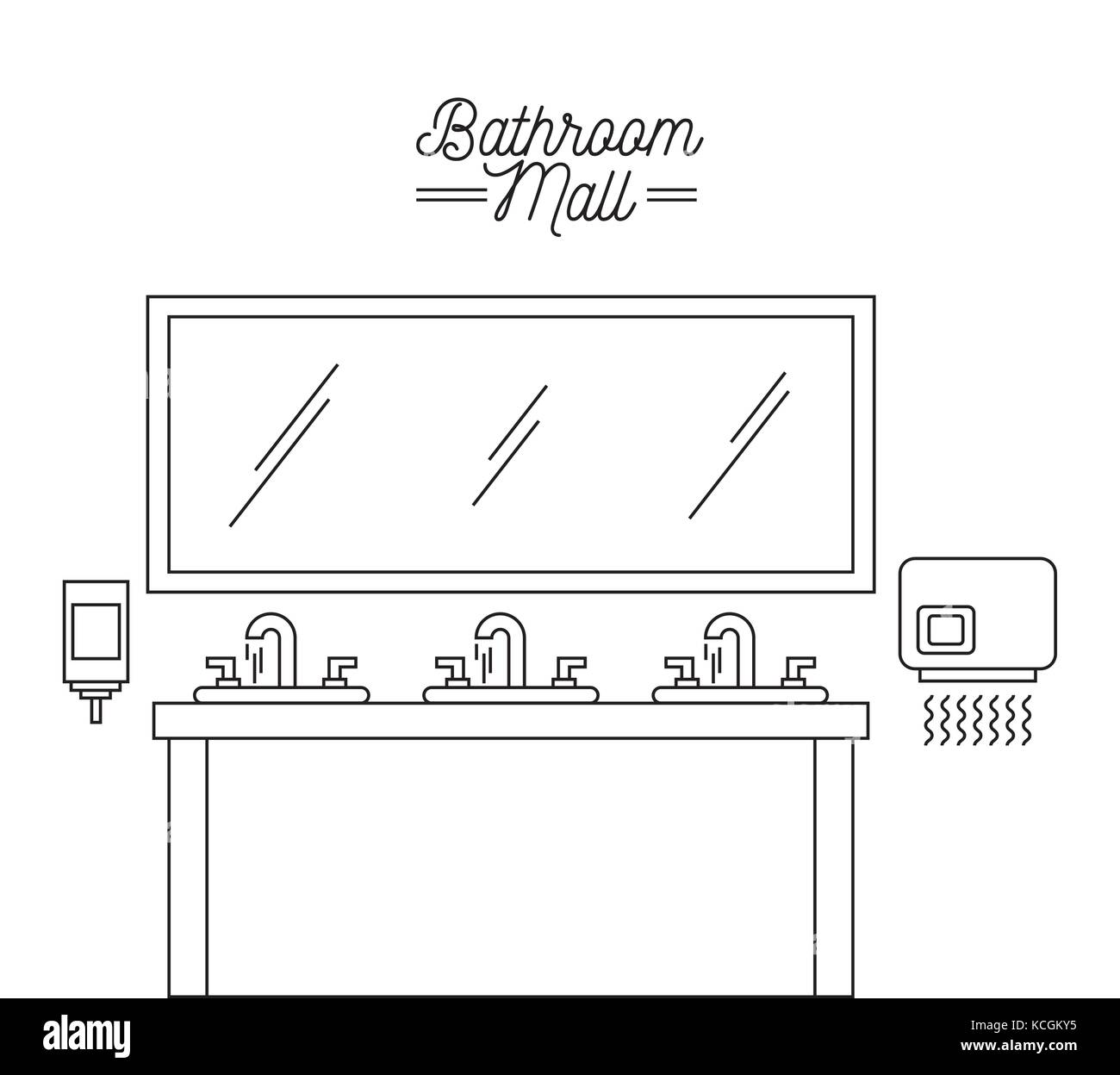 bathroom mall sink mirror hand dryer and soap Stock Vector Image & Art