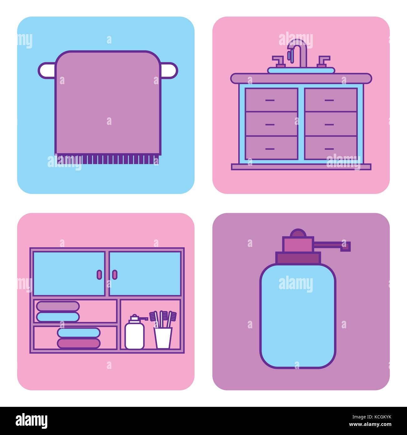 bathroom set of icons equipment elements concept Stock Vector Image ...